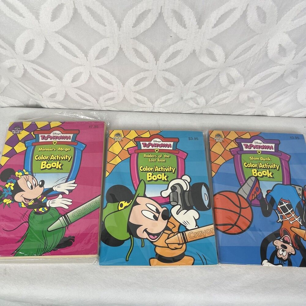 3 Merrigold Press Disney ToonTown Color Book Raiders Minnies Mega & Slam‎ Dunk